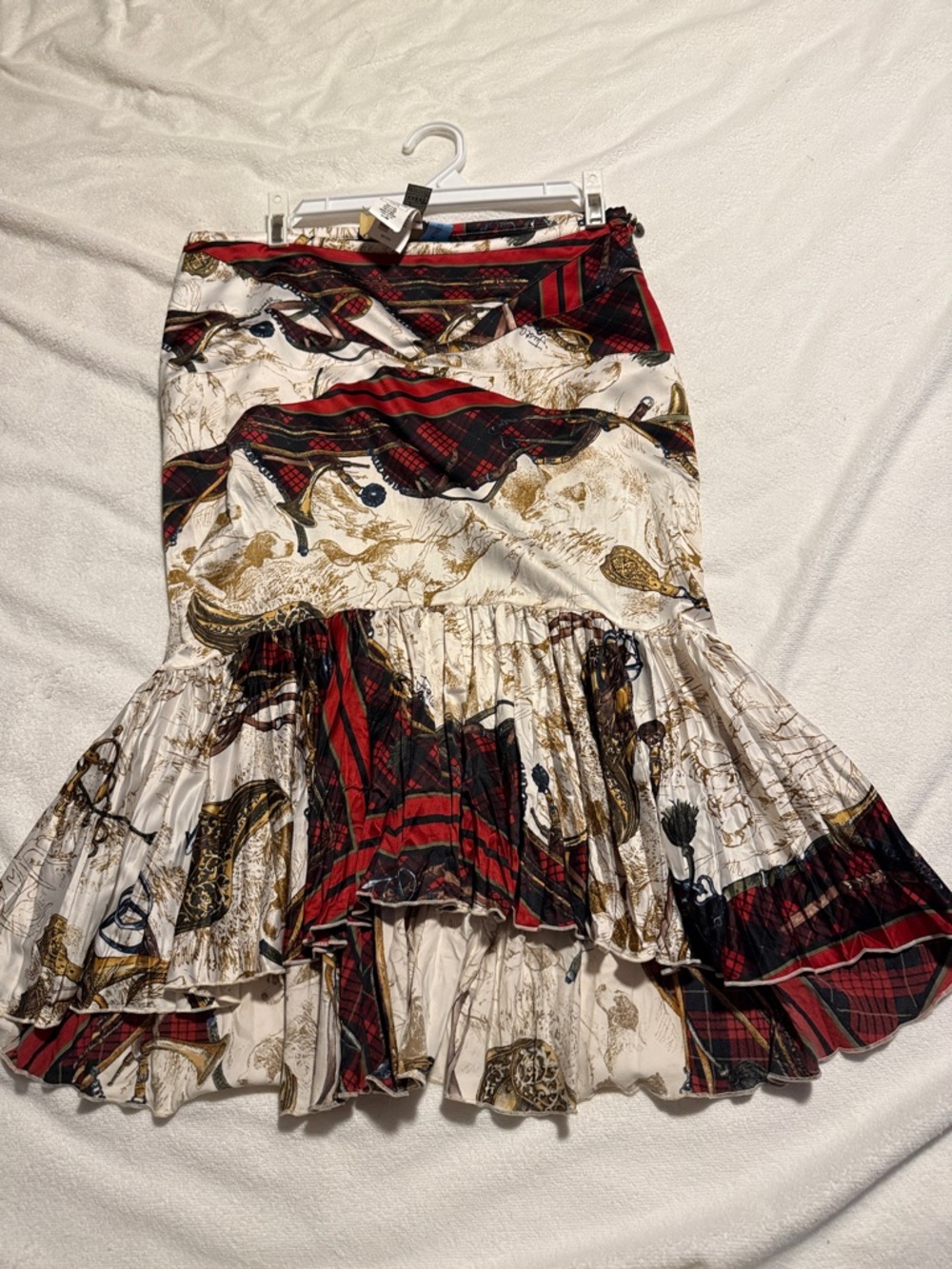 Just Cavalli Ivory Skirt with Red & Gold Print